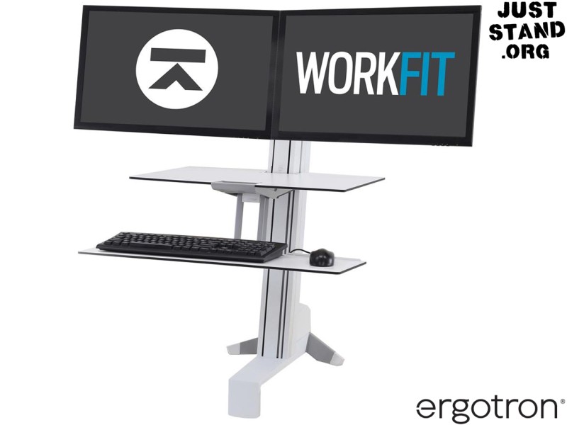 Ergotron 33-349-211 WorkFit-S Dual with Worksurface+ Height-Adjustable Workstation - White