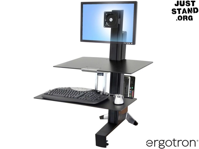 Ergotron 33-350-200 WorkFit-S with Worksurface+ Single Light Duty Height-Adjustable Workstation - Black