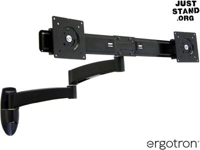 Ergotron 45-231-200 200 Series Dual Side-by-Side Monitor Arm Wall Mount - Black - for Screens up to 22" and below 5.9kg