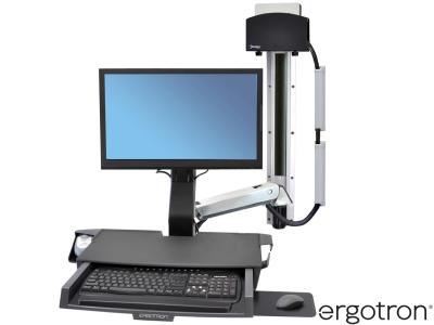 Ergotron 45-272-026 StyleView® Combo System with Worksurface & Small CPU Holder - Silver / Black