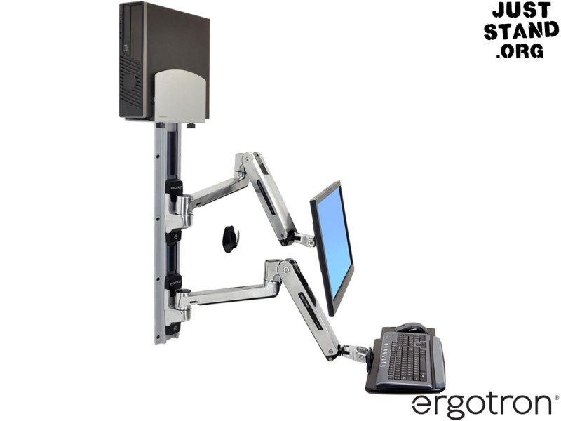 Ergotron 45-358-026 LX Wall Mount Sit-Stand Workstation with Medium CPU Holder