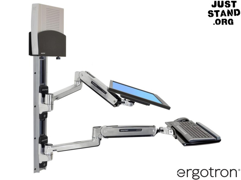 Ergotron 45-359-026 LX Wall Mount Sit-Stand Workstation with Small CPU Holder