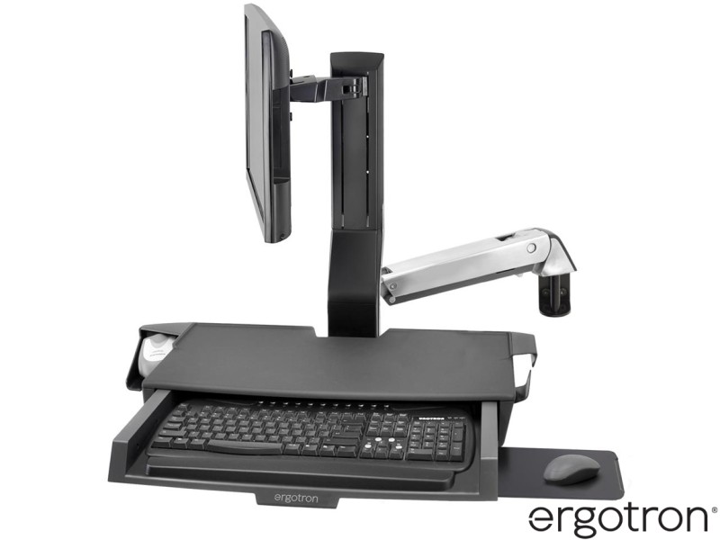 Ergotron 45-583-026 StyleView® Combo Arm with Worksurface & Monitor Pan - Silver / Black