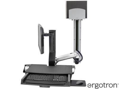 Ergotron 45-595-026 StyleView® Combo System with Worksurface, Monitor Pan & Medium CPU Holder - Silver / Black
