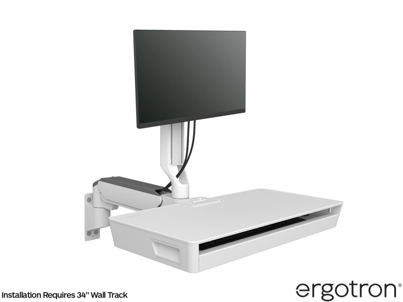 Ergotron 45-622-251 CareFit™ Combo Arm Monitor & Keyboard Workstation with Worksurface - White - for Screens up to 27" and below 10kg