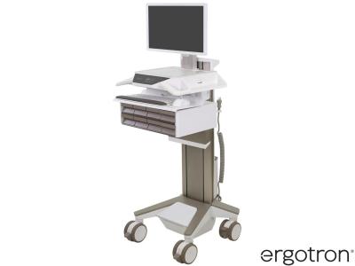 Ergotron C52-2281-3 CareFit™ Pro LiFe-Powered Electric Lift LCD Medical Cart with 4x2 Drawers - White
