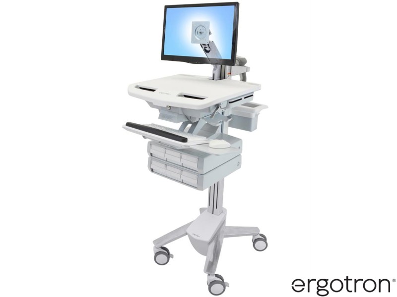 Ergotron SV43-1260-0 StyleView® 43 LCD Arm Cart with 3x2 Drawers - White