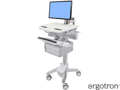 Ergotron SV43-12C0-0 StyleView® 43 LCD Arm Cart with 2x1 Tall Drawers - White