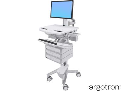 Ergotron SV43-1330-0 StyleView® 43 LCD Pivot Cart with 1x3 Drawers - White