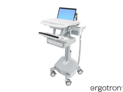 Ergotron SV44-1112-3 StyleView® 44 LiFe-Powered Laptop Cart with 1x1 Drawer - White