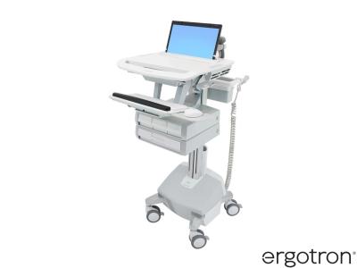 Ergotron SV44-1142-3 StyleView® 44 LiFe-Powered Laptop Cart with 3x1+1 Drawers - White