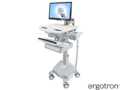 Ergotron SV44-1212-3 StyleView® 44 LiFe-Powered LCD Arm Cart with 1x1 Drawer - White