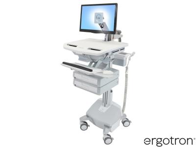 Ergotron SV44-1222-3 StyleView® 44 LiFe-Powered LCD Arm Cart with 1x2 Drawers - White