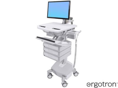 Ergotron SV44-1232-3 StyleView® 44 LiFe-Powered LCD Arm Cart with 1x3 Drawers - White
