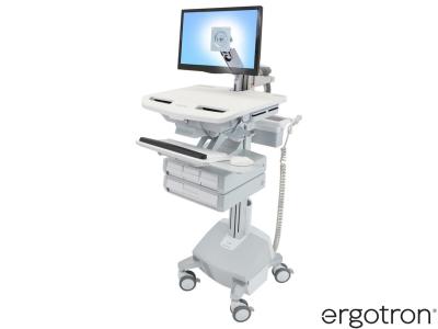 Ergotron SV44-1242-3 StyleView® 44 LiFe-Powered LCD Arm Cart with 3x1+1 Drawers - White