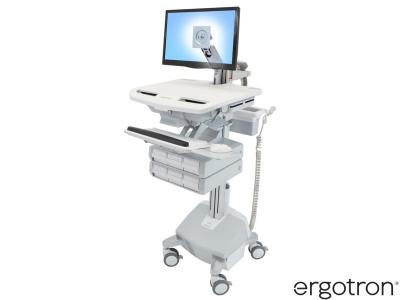 Ergotron SV44-1262-3 StyleView® 44 LiFe-Powered LCD Arm Cart with 3x2 Drawers - White
