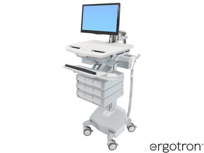 Ergotron SV44-1292-3 StyleView® 44 LiFe-Powered LCD Arm Cart with 3x3 Drawers - White