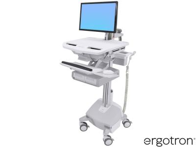 Ergotron SV44-12A2-3 StyleView® 44 LiFe-Powered LCD Arm Cart with 2x1 Drawers - White
