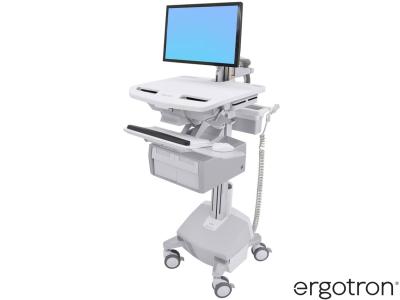 Ergotron SV44-12C2-3 StyleView® 44 LiFe-Powered LCD Arm Cart with 2x1 Tall Drawers - White