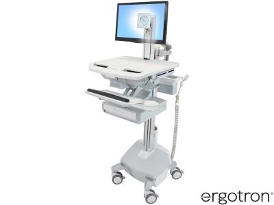 Ergotron SV44-1312-3 StyleView® 44 LiFe-Powered LCD Pivot Cart with 1x1 Drawer - White