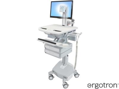 Ergotron SV44-1322-3 StyleView® 44 LiFe-Powered LCD Pivot Cart with 1x2 Drawers - White