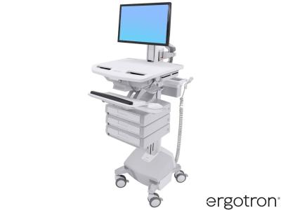 Ergotron SV44-1332-3 StyleView® 44 LiFe-Powered LCD Pivot Cart with 1x3 Drawers - White