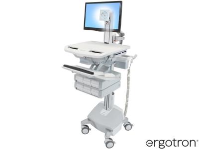 Ergotron SV44-1362-3 StyleView® 44 LiFe-Powered LCD Pivot Cart with 3x2 Drawers - White