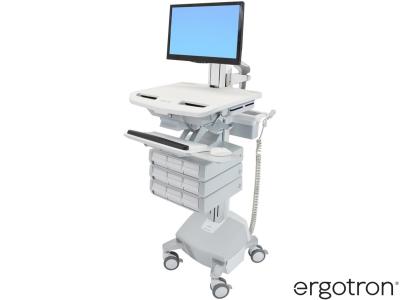 Ergotron SV44-1392-3 StyleView® 44 LiFe-Powered LCD Pivot Cart with 3x3 Drawers - White