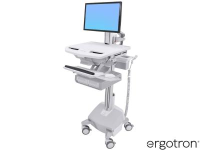 Ergotron SV44-13A2-3 StyleView® 44 LiFe-Powered LCD Pivot Cart with 2x1 Drawers - White