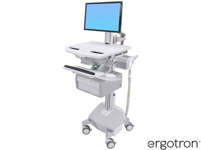 Ergotron SV44-13C2-3 StyleView® 44 LiFe-Powered LCD Pivot Cart with 2x1 Tall Drawers - White