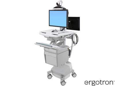 Ergotron SV44-57T1-3 StyleView® 44 SLA-Powered Back-to-Back Monitor Telemedicine Cart - White