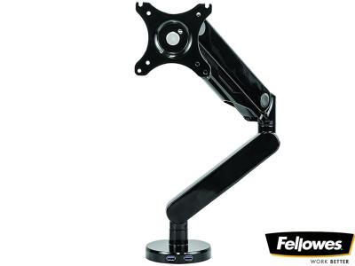 Fellowes 8043301 Desk Mount LCD Arm with USB ports - Black - for Screens up to 30" and below 9kg