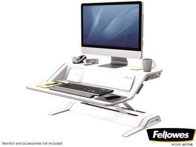 Fellowes 8081101 Lotus™ DX Sit-Stand Workstation with USB Hub and Wireless Charging - White