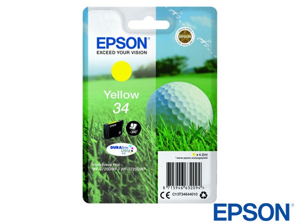 Genuine Epson C13T34644010 / 34 / T346440 Yellow Ink to fit Inkjet Ink Cartridges Printer 