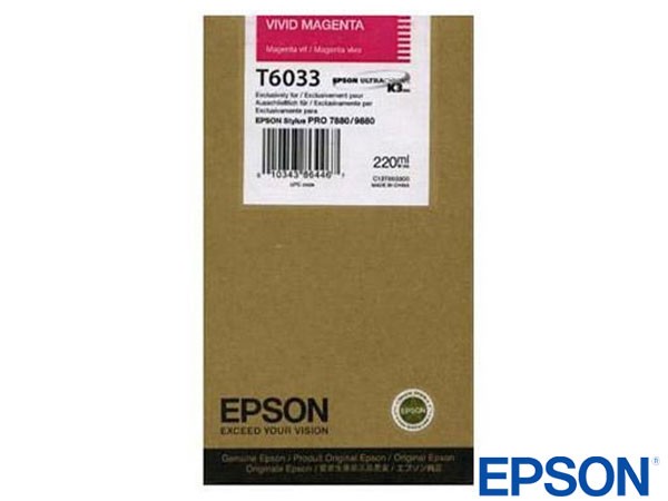 Genuine Epson T603300 / T6033 Hi-Cap Vivid Magenta Ink to fit Stylus Pro 9880 Printer 
