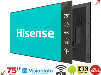 Hisense 75DM66D 75” 4K Digital Signage Display with Android and VisionInfo Compatible
