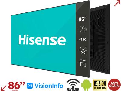 Hisense 86DM66D 86” 4K Digital Signage Display with Android and VisionInfo Compatible