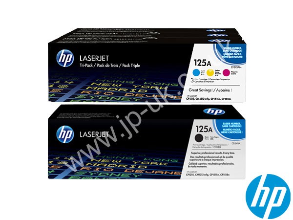 Genuine HP 125A Toner Bundle C/M/Y/K Toner Bundle to fit Laserjet CP1515n Printer
