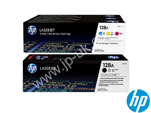 Genuine HP 128A Toner Bundle C/M/Y/K Toner Bundle to fit Laserjet CM1415fn Printer