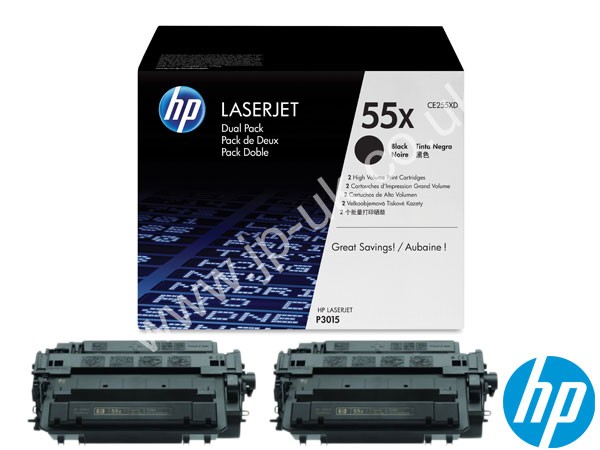 Genuine HP CE255XD / 55XD Hi-Cap Black Toner Twinpack to fit Laserjet Enterprise 500 MFP M525dn Printer