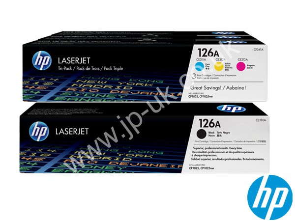 Genuine HP 126A CMYK Toner Bundle C/M/Y/K Toner Bundle to fit Laserjet Pro 100 MFP M175nw Printer