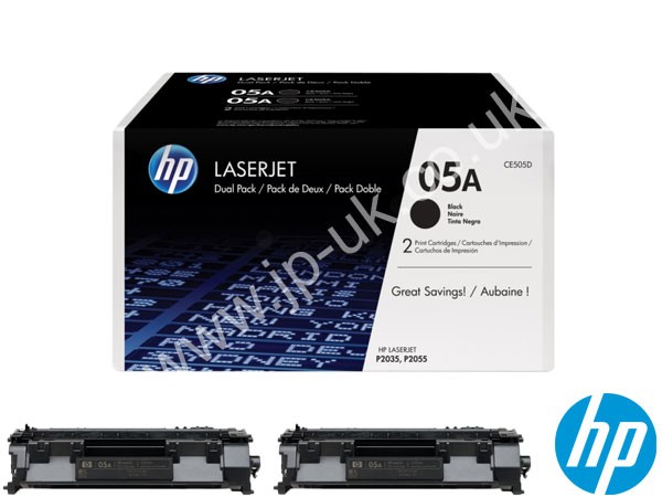 Genuine HP CE505D / 05A Twinpack Black Toners to fit Laserjet Mono Laserjet Printer
