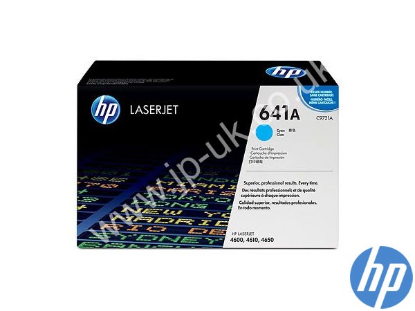 Genuine HP C9721A / 641A Cyan Toner Cartridge to fit Color Laserjet 4600dtn Printer