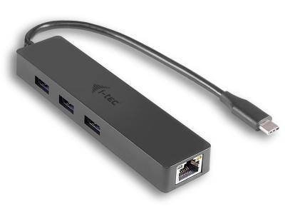 i-tec C31GL3SLIM USB-C to 3x USB-A 3.0 Slim Hub & Gigabit Ethernet - Grey