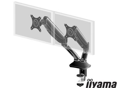 iiyama DS3002C-B1 Dual Sit-Stand LCD Arm Desk Mount - Black - for 10" - 27" Screens up to 5kg