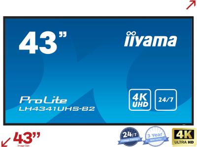 iiyama ProLite LH4341UHS-B2 43” 4K Large Format Digital Signage Display