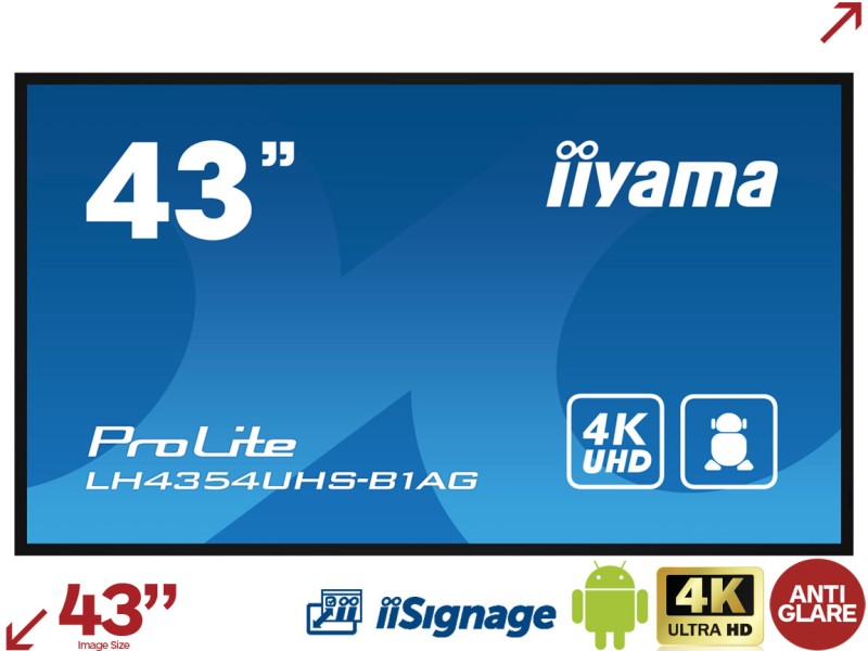 iiyama ProLite LH4354UHS-B1AG 43” 4K Digital Signage Display with iiSignage²