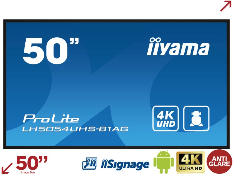 iiyama ProLite LH5054UHS-B1AG 50” 4K Digital Signage Display with iiSignage²