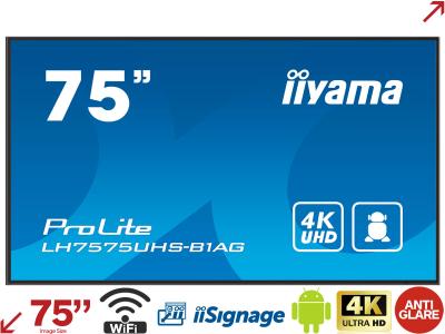 iiyama ProLite LH7575UHS-B1AG 75” 4K Digital Signage Display with iiSignage²