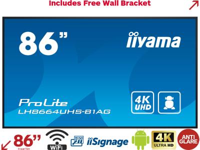 iiyama ProLite LH8664UHS-B1AG 86” 4K Digital Signage Display with iiSignage²